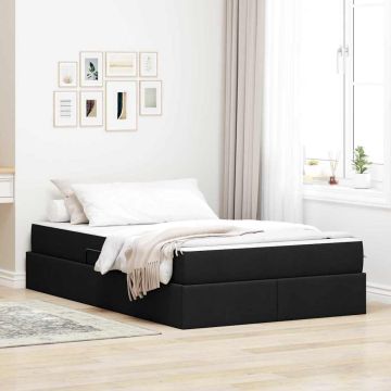 vidaXL Lova su daiktų laikymo vieta ir čiužiniu Juoda 120 x 200 cm