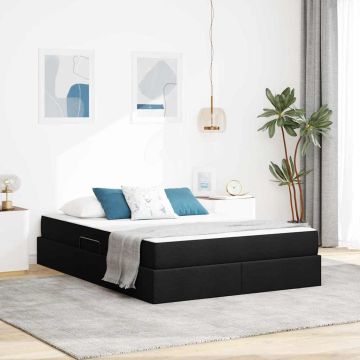 vidaXL Lova su daiktų laikymo vieta ir čiužiniu Juoda 140 x 190 cm