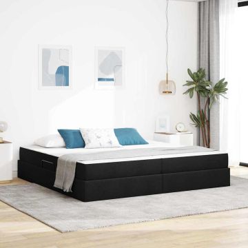 vidaXL Lova su daiktų laikymo vieta ir čiužiniu Juoda 200 x 200 cm