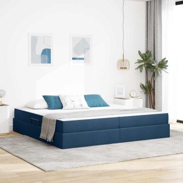 vidaXL Lova su daiktų laikymo vieta ir čiužiniu Mėlyna 200 x 200 cm
