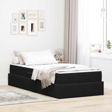 vidaXL Lova su daiktų laikymo vieta ir čiužiniu Juoda 90 x 200 cm