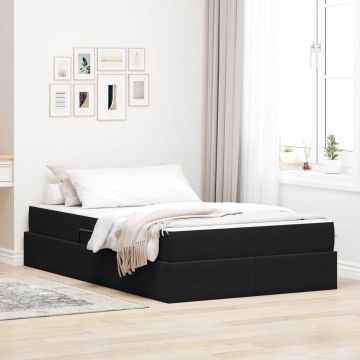 vidaXL Lova su daiktų laikymo vieta ir čiužiniu Juoda 120 x 190 cm