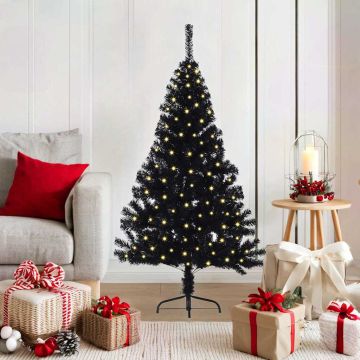 vidaXL Dirbtinis prieššventinis eglutė su šviesomis Juoda 120 cm PVC
