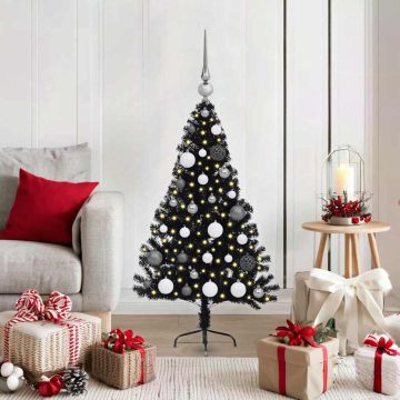vidaXL Dirbtinis prieššventinis eglutė su šviesomis Juoda 120 cm PVC