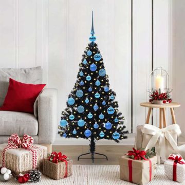 vidaXL Dirbtinis prieššventinis eglutė su šviesomis Juoda 120 cm PVC