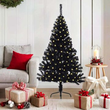vidaXL Dirbtinis prieššventinis eglutė su šviesomis Juoda 150 cm PVC