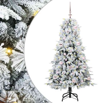 vidaXL Dirbtinė Sulankstoma Kalėdų Eglutė Balta 150 cm PE ir PVC