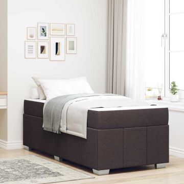 vidaXL Lovos rėmas su čiužiniu Tamsiai rudas 120 x 190 cm audinys