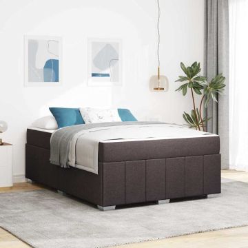 vidaXL Lovos rėmas su čiužiniu Tamsiai rudas 140 x 200 cm audinys
