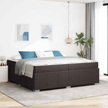vidaXL Lovos rėmas su čiužiniu Tamsiai rudas 200 x 200 cm audinys