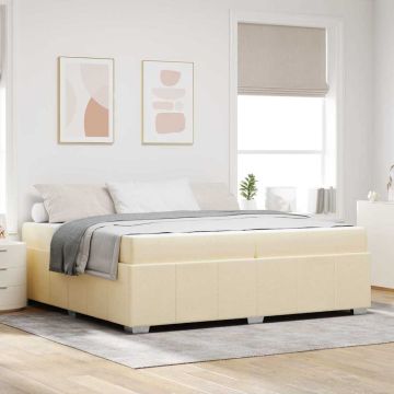 vidaXL Lovos rėmas su čiužiniu Kreminė 200 x 200 cm audinys
