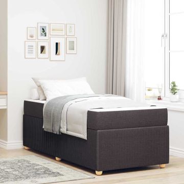 vidaXL Lovos rėmas su čiužiniu Tamsiai rudas 90 x 200 cm audinys