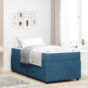 vidaXL Lovos rėmas su čiužiniu Mėlyna 90 x 200 cm audinys