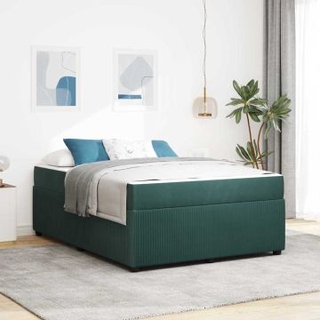 vidaXL Lovos rėmas su čiužiniu Tamsiai žalia 160 x 200 cm audinys