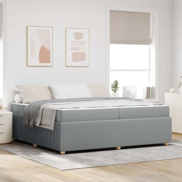 vidaXL Lovos rėmas su čiužiniu Šviesiai pilka 200 x 200 cm audinys