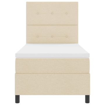 vidaXL Kiemas lova su čiužiniu su LED Kreminė 90 x 190 cm audinys