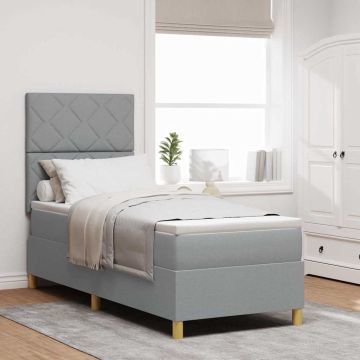 vidaXL LED Čiužinio Lova Šviesiai pilka 80 x 200 cm audinys