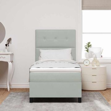 vidaXL LED Čiužinio Lova Šviesiai pilka 100 x 200 cm audinys