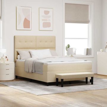 vidaXL Kiemas lova su čiužiniu Kreminė 160 x 200 cm audinys