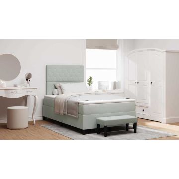 vidaXL Kiemas lova su čiužiniu Šviesiai pilka 120 x 200 cm Aksomas