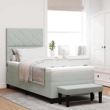 vidaXL Kiemas lova su čiužiniu Šviesiai pilka 90 x 200 cm Aksomas