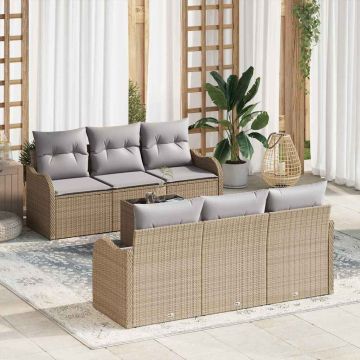 vidaXL Sodo Sofų Rinkinys su pagalve su saugykla 7 pcs Bežinė ir pilka