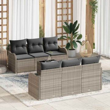 vidaXL Sodo Sofų Rinkinys 7 pcs Šviesiai pilka ir tamsiai pilka