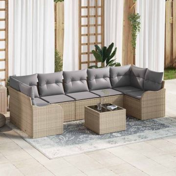 vidaXL Sodo Sofų Rinkinys su pagalve su saugykla 8 pcs Bežinė ir pilka