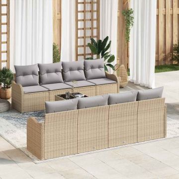 vidaXL Sodo Sofų Rinkinys su pagalve su saugykla 9 pcs Bežinė ir pilka