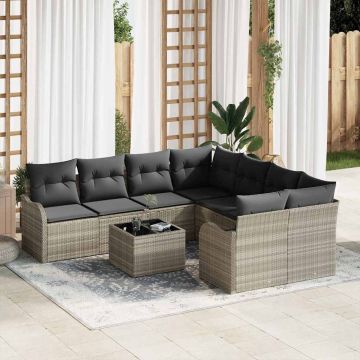 vidaXL Sodo Sofų Rinkinys 9 pcs Šviesiai pilka ir tamsiai pilka