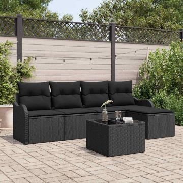 vidaXL Sodo Sofų Rinkinys su pagalve 6 pcs Smėlio Poli ratanas