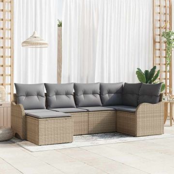 vidaXL Sodo Sofų Rinkinys 6 pcs smėlio ir šviesiai pilkos spalvos