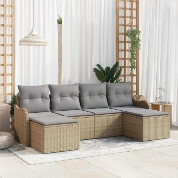 vidaXL Sodo Sofų Rinkinys 6 pcs smėlio ir šviesiai pilkos spalvos