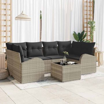 vidaXL Sodo Sofų Rinkinys 7 pcs Šviesiai pilka ir tamsiai pilka