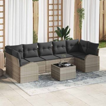 vidaXL Sodo Sofų Rinkinys 8 pcs Šviesiai pilka ir tamsiai pilka