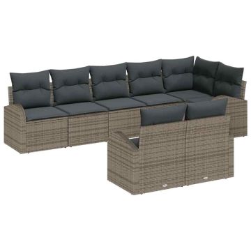vidaXL Sodo Sofų Rinkinys su pagalve 8 pcs Pilka poliratanas