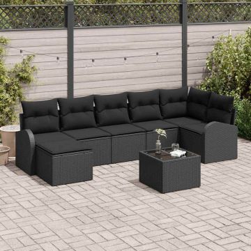 vidaXL Sofos komplektas su pagalve su saugykla 8 pcs Juoda poliratanas