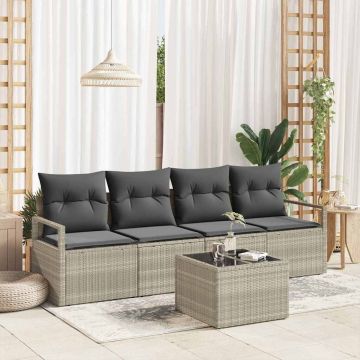 vidaXL Sofos komplektas 5 pcs Šviesiai pilka ir tamsiai pilka