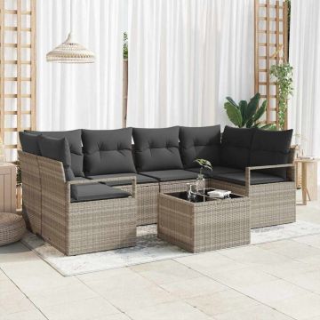 vidaXL Sodo Sofų Rinkinys 7 pcs Šviesiai pilka ir tamsiai pilka