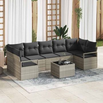 vidaXL Sodo Sofų Rinkinys 8 pcs Šviesiai pilka ir tamsiai pilka