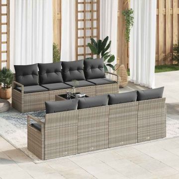 vidaXL Sodo Sofų Rinkinys 9 pcs Šviesiai pilka ir tamsiai pilka