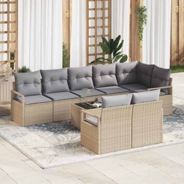 vidaXL Sodo Sofų Rinkinys 9 pcs Bežinė ir šviesiai pilka poliratanas