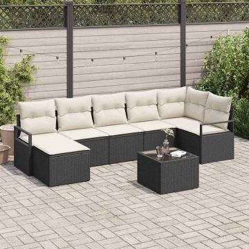 vidaXL Sofos komplektas 8 pcs Ruda ir grietinėlė poliratanas