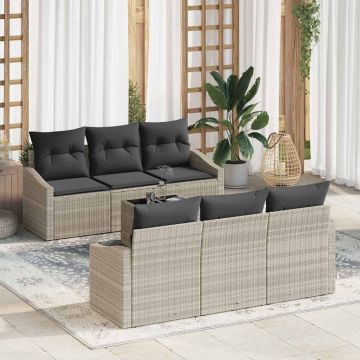 vidaXL Sofos komplektas 7 pcs Šviesiai pilka ir tamsiai pilka