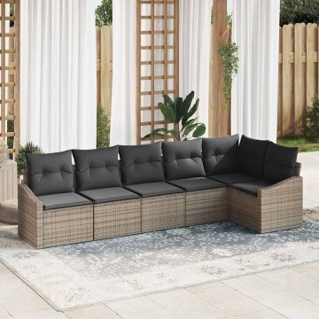vidaXL Sodo Sofų Rinkinys su pagalve 6 pcs Pilka poliratanas