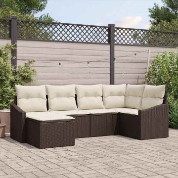 vidaXL Sodo valgomojo komplektas su pagalve 6 pcs Ruda ir grietinėlė