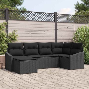 vidaXL Sodo valgomojo komplektas su pagalve su saugykla 6 pcs Juoda