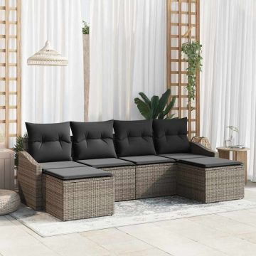 vidaXL Sodo valgomojo komplektas su pagalve su saugykla 6 pcs Pilka