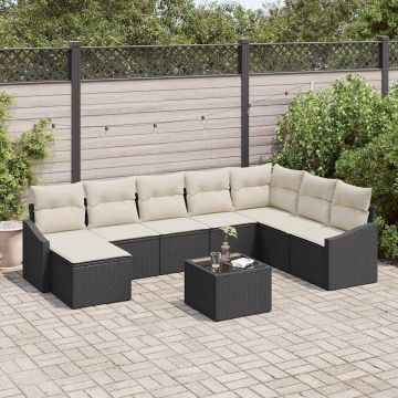 vidaXL Sodo Sofų Rinkinys 8 pcs Ruda ir grietinėlė poliratanas