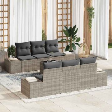 vidaXL Sodo Sofų Rinkinys 8 pcs Šviesiai pilka ir tamsiai pilka
